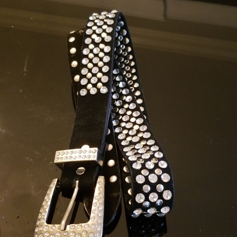 Black felt studded belt
